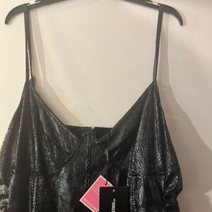 Faux Snake Skin Midi Strapless Dress